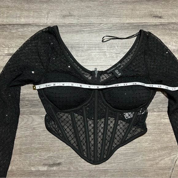 Sincerely Jules Sequin Mesh Corset Top S - Picture 4 of 4